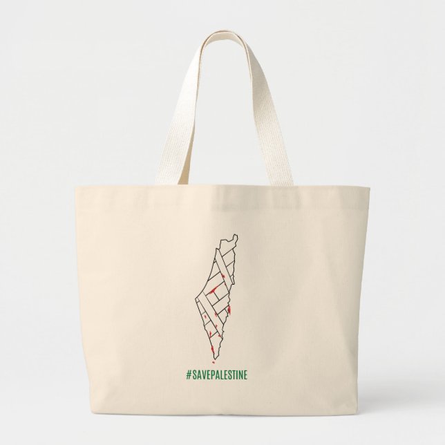 Save Palestine bleeding map - Freedom for Palestin Large Tote Bag (Front)