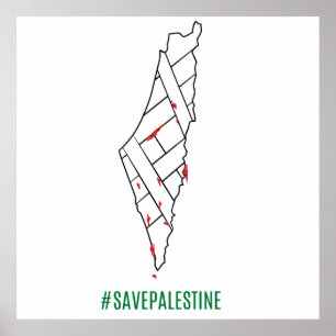 Save Palestine bleeding map - Freedom for Palestin Poster