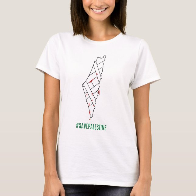 Save Palestine bleeding map - Freedom for Palestin T-Shirt (Front)