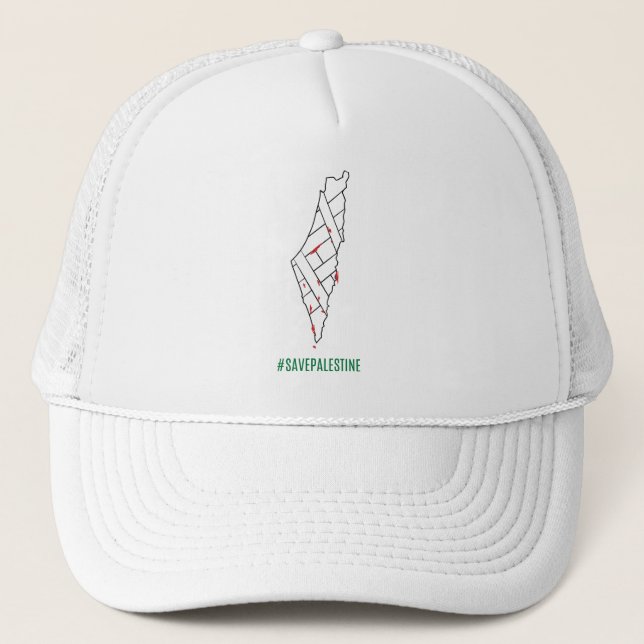 Save Palestine bleeding map - Freedom for Palestin Trucker Hat (Front)