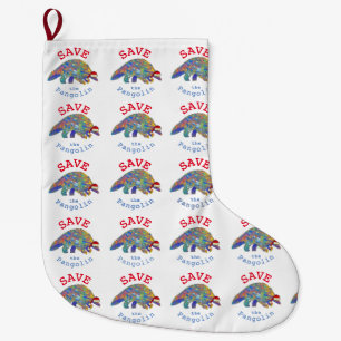Save Pangolin Colourful Festive Animal Rights Xmas Large Christmas Stocking