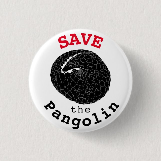 Save Pangolin Endangered Species Animal Monochrome 3 Cm Round Badge (Front)