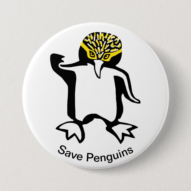 Save PENGUINS - Endangered animal graphic 7.5 Cm Round Badge (Front)
