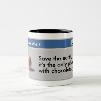 Save Planet Chocolate mug! Two-Tone Coffee Mug