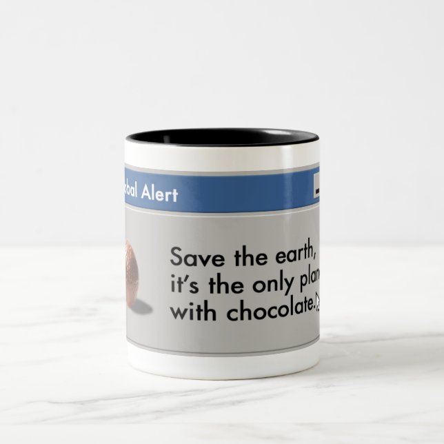 Save Planet Chocolate mug! Two-Tone Coffee Mug (Center)