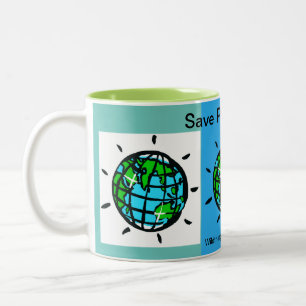 Save Planet EARTH - Climate change - Ecology Two-Tone Coffee Mug