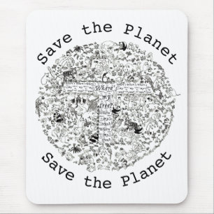 Save Planet Earth Endangered Animals & Trees Art Mouse Pad