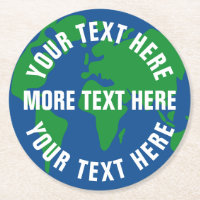 Save planet earth world map custom drink coasters