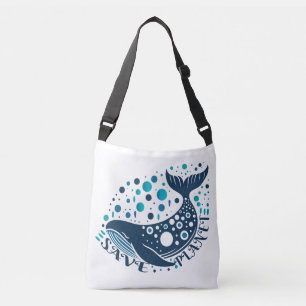 Save planet whale artwork for eco awareness crossbody bag
