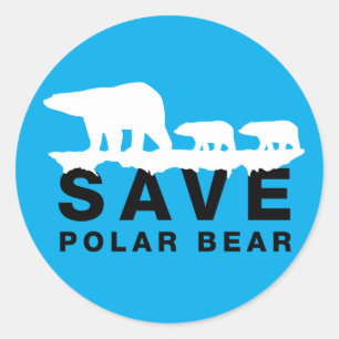 Save Polar Bear Classic Round Sticker
