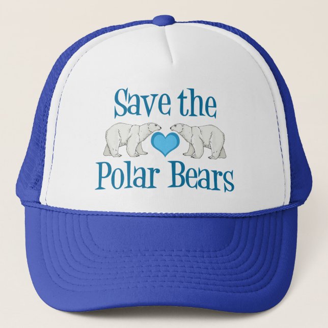 Save Polar Bears Cute Blue White Trucker Hat (Front)