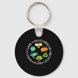 Save rescue recycle clean crayon kids earth day key ring