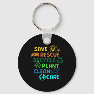 Save Rescue Recycle Planet Climate Change Funny Ea Key Ring