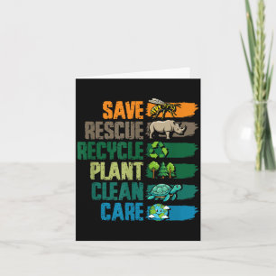 Save rescue recycle plant clean care earth day card