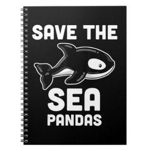 Save  Sea Pandas  Orca Whale, Marine Biology Gifts Notebook