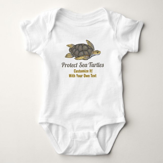 Save Sea Turtles Ocean Wildlife Habitats Climate Baby Bodysuit (Front)