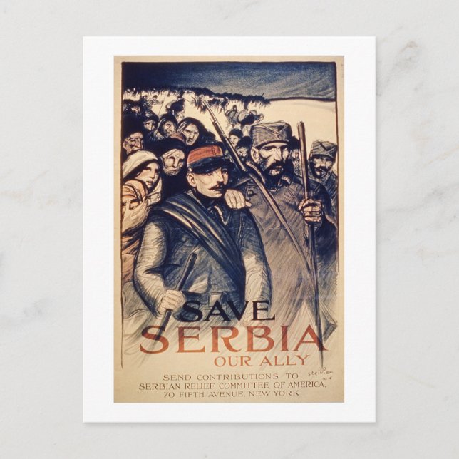 'Save Serbia Our Ally', poster, 1915 (litho) Postcard (Front)