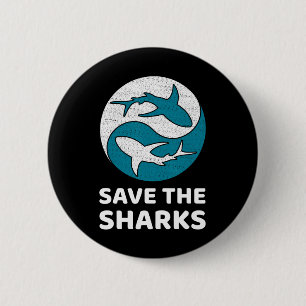 Save Sharks Clean Sea Save Nature Clean Oceans Day 6 Cm Round Badge