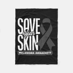 Save Skin Black Ribbon Melanoma Skin Cancer Fleece Blanket