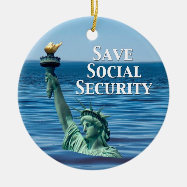Save Social Security Ceramic Ornament (Front)