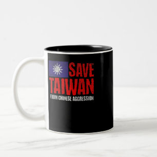 Save Taiwan Anti War Pro Peace Taiwan Flag Two-Tone Coffee Mug