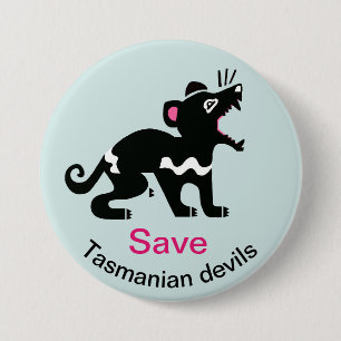 Save Tasmanian devils - Endangered animal graphic 7.5 Cm Round Badge