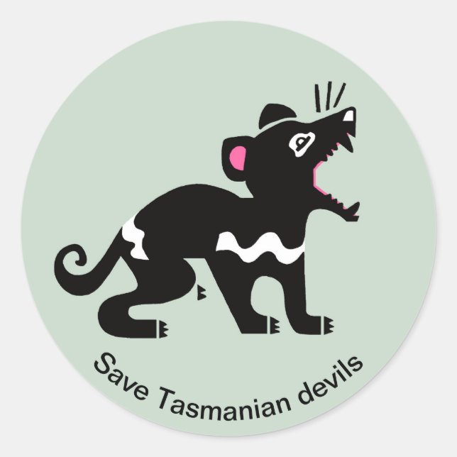 Save Tasmanian DEVILS - Marsupial - Endangered -  Classic Round Sticker (Front)