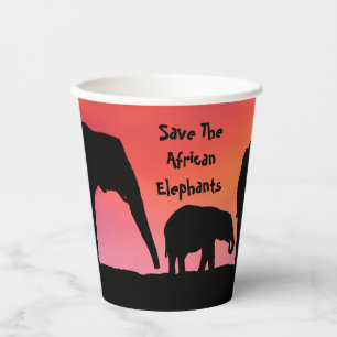 Save The African Elephants Paper Cups
