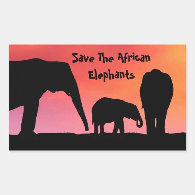Save The African Elephants Rectangular Sticker (Front)