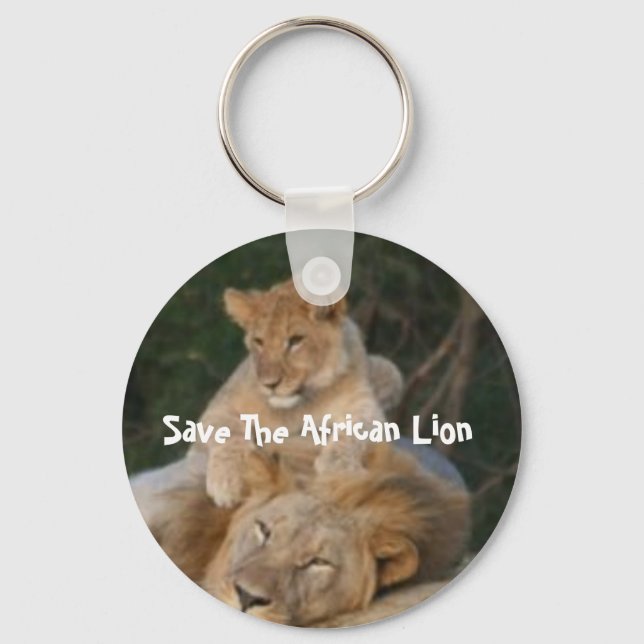 Save The African Lion Key Ring (Front)
