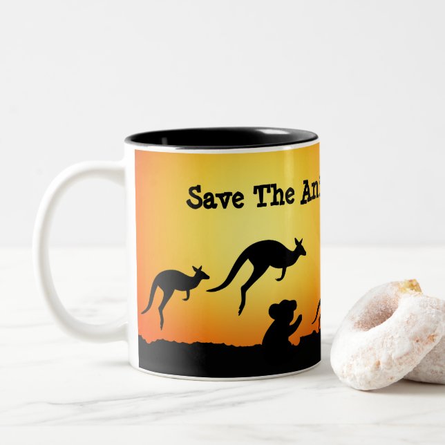 Save The Animals of Australia Two-Tone Coffee Mug (With Donut)