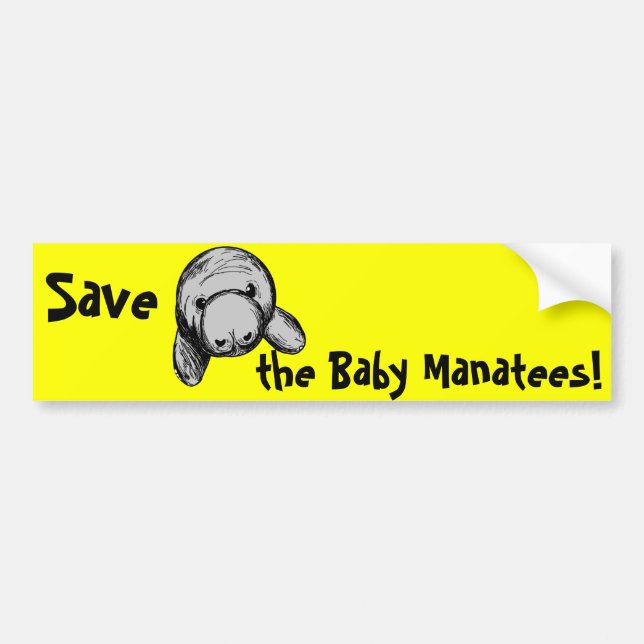 Save the Baby Manatees! Bumper Sticker (Front)