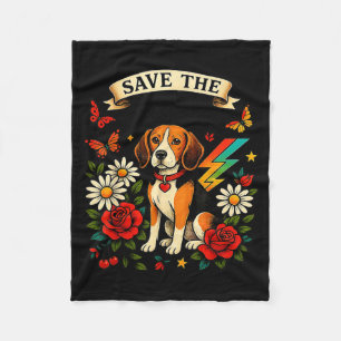 Save The Beagles Animal Vintage Dog Beagle Lovers Fleece Blanket