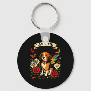 Save The Beagles Animal Vintage Dog Beagle Lovers Key Ring