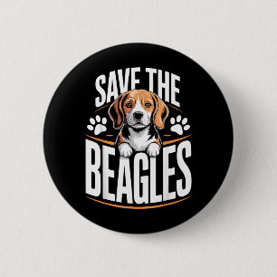 Save The Beagles Cute Dog Lover Vintage Beagle Art 6 Cm Round Badge