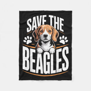 Save The Beagles Cute Dog Lover Vintage Beagle Art Fleece Blanket