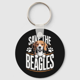 Save The Beagles Cute Dog Lover Vintage Beagle Art Key Ring