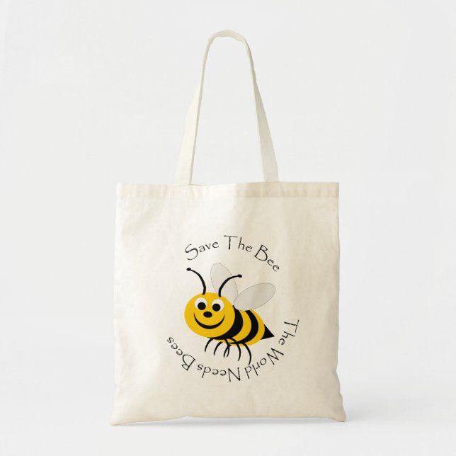 Save The Bee Design Tote Bag (Front)