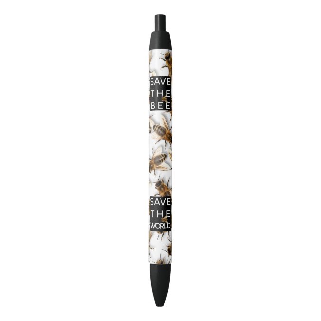 Save the Bee! Save the World! Boxed Bee Black Ink Pen (Front Vertical)