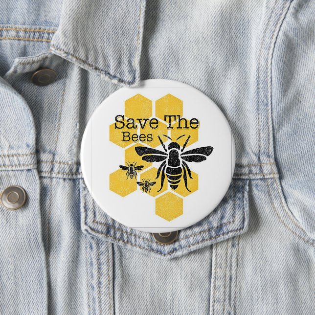 Save The Bees 10 Cm Round Badge (In Situ)