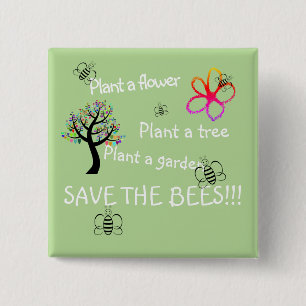 Save the Bees 15 Cm Square Badge