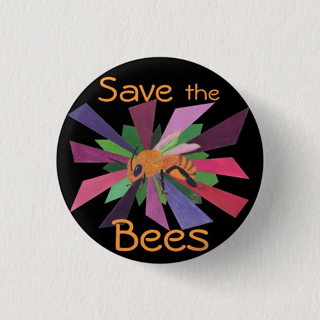 Save the Bees 3 Cm Round Badge (Front)