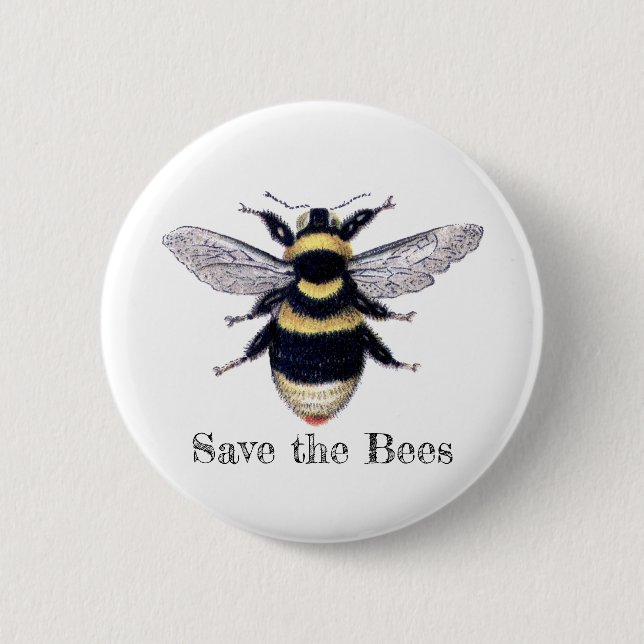 Save the Bees 6 Cm Round Badge (Front)