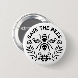 Save the bees 6 cm round badge