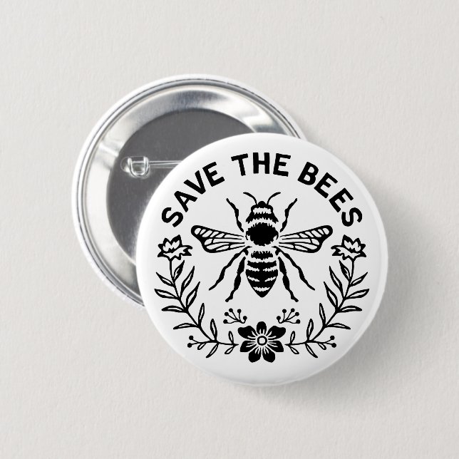 Save the bees 6 cm round badge (Front & Back)