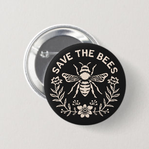 Save the bees 6 cm round badge