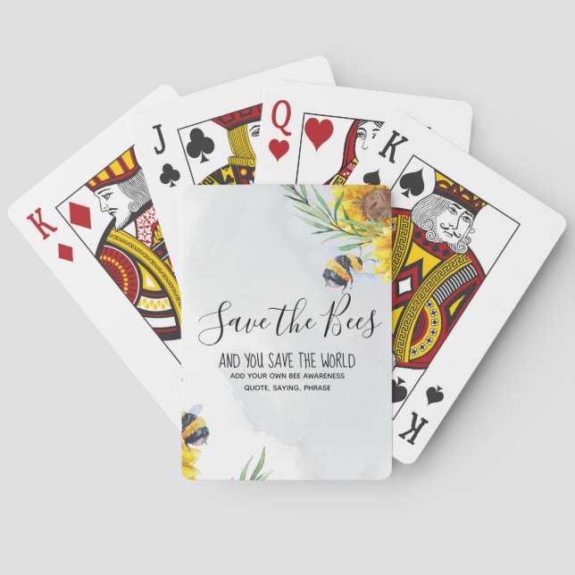 Save The Bees And You Save The World Personalised Playing Cards (Back)