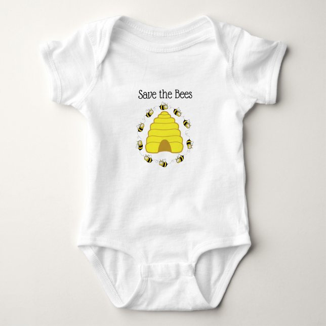 Save the Bees Baby Girl One Piece Infant Outfit Bodysuit (Front)