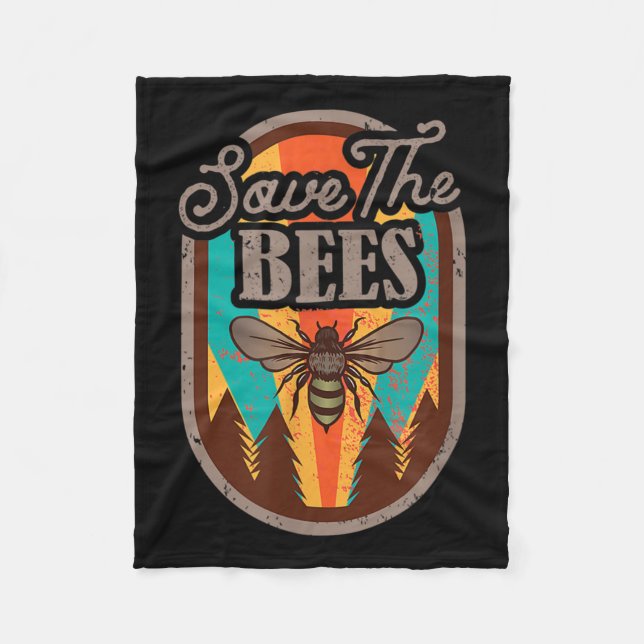 Save The Bees Beekeeper Environmental Protection _ Fleece Blanket (Front)