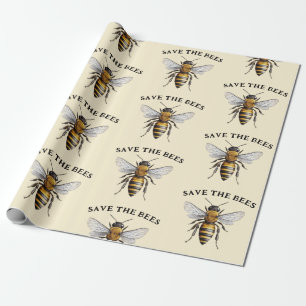 Save the Bees Beige Wrapping Paper
